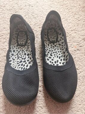 Hey Dude Black Knit Women's Slip-On Flats